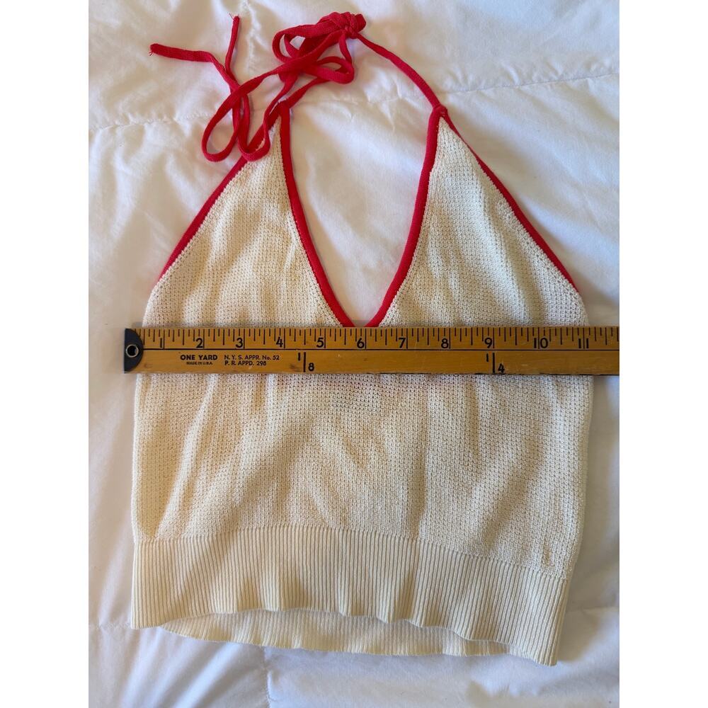 Free People Out And About Solid Halter Top Tofu Combo Cream and Red Size S - Picture 6 of 10